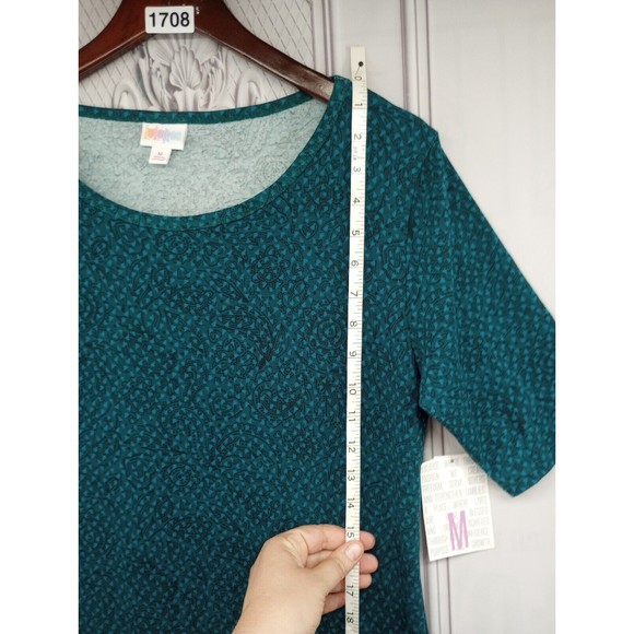 NWT LuLaRoe Dress SZ M Sheath Stretch Julia Style Turquoise 3/4 Sleeves Knee Len - Picture 16 of 16